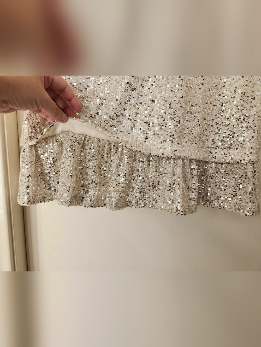 CeCe Silver Sequin Ruffle Top - Picture 4 of 12